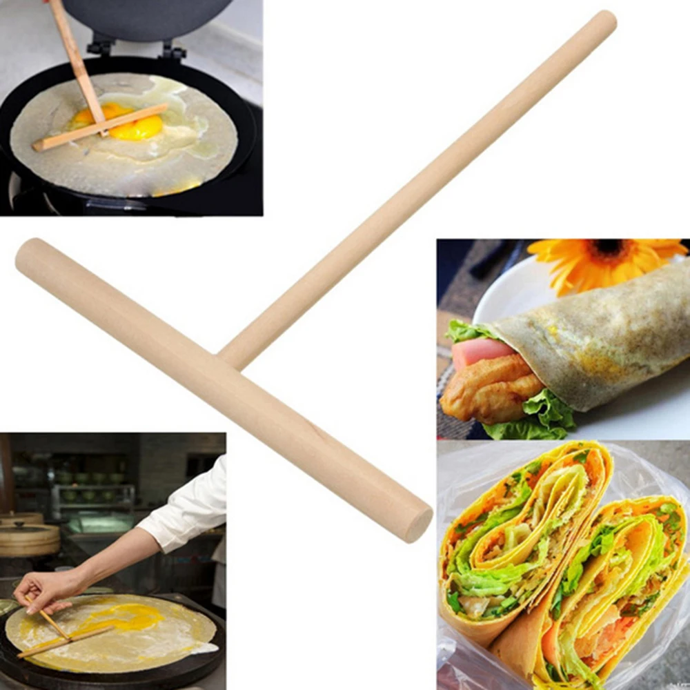 

1PC Crepe Maker T Shape Pancake Batter Wooden Spreader Stick DIY Cake Baking Pie Tools Home Kitchen Tool Kit Hogar Cocina Home