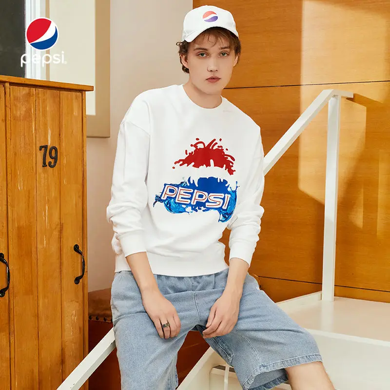 

Pepsi Cola Autumn Fashion New Comfortable Cotton Round Neck Top Simple Casual Loose Couple Sweater