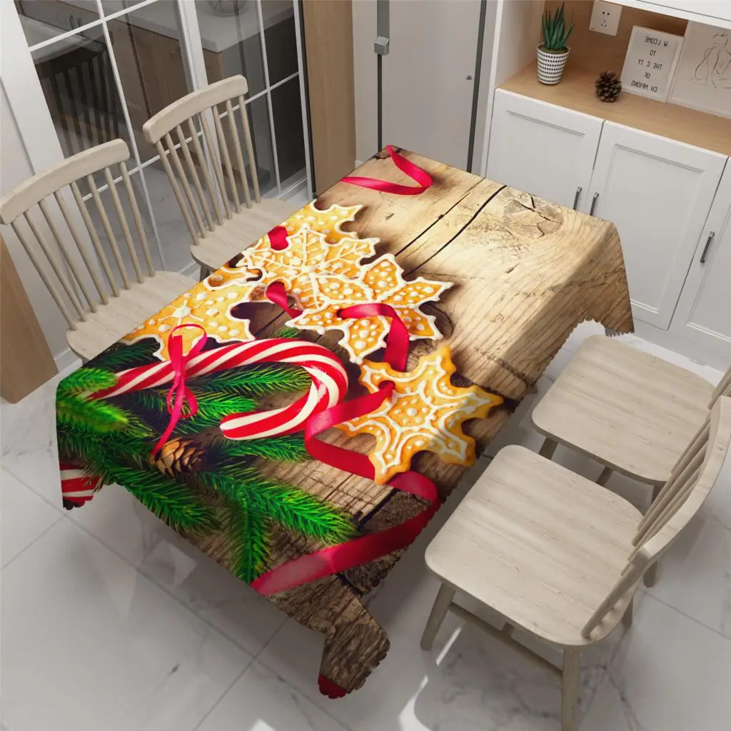 

Новинка 2022, Рождественская скатерть, желтая скатерть с рисунком поздравительной открытки, водонепроницаемая прямоугольная семейная скатерть из полиэстера