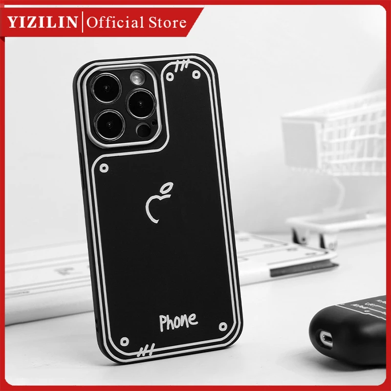 

Luxury Black Matte Phone Case for Iphone15 14 13 12 11 Pro XS Max Shockproof Simple Painting Silicone Soft Cover for Iphone Case