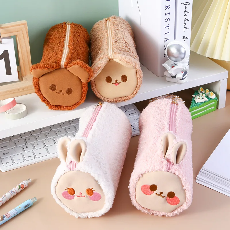 

Милый мультяшный чехол для карандашей, плюшевый чехол для канцелярских принадлежностей, креативный обучающий чехол для канцелярских прина...