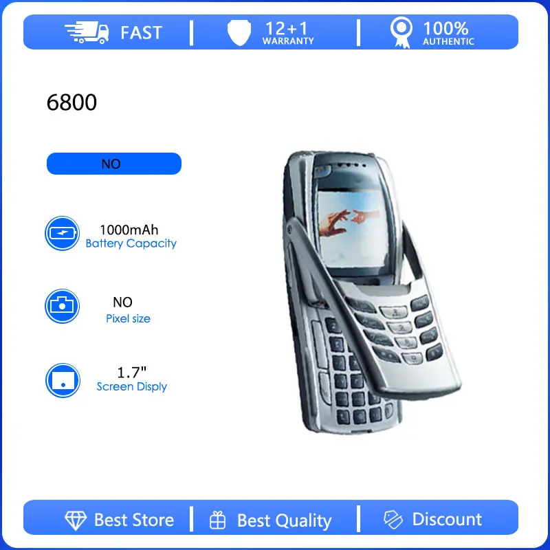 Фото Восстановленный оригинальный мобильный телефон 6800 2G с одной SIM-картой, разблокированный GSM 900/1800, с русской, арабской, ивритской клавиатурой, произведено в Финляндии №1