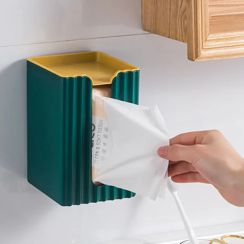 

Striped Tissue Boxes Holder Wall Mounted Napkin Rack with Cover Kitchen Bathroom Accessories Toilet Paper Holder with Storage