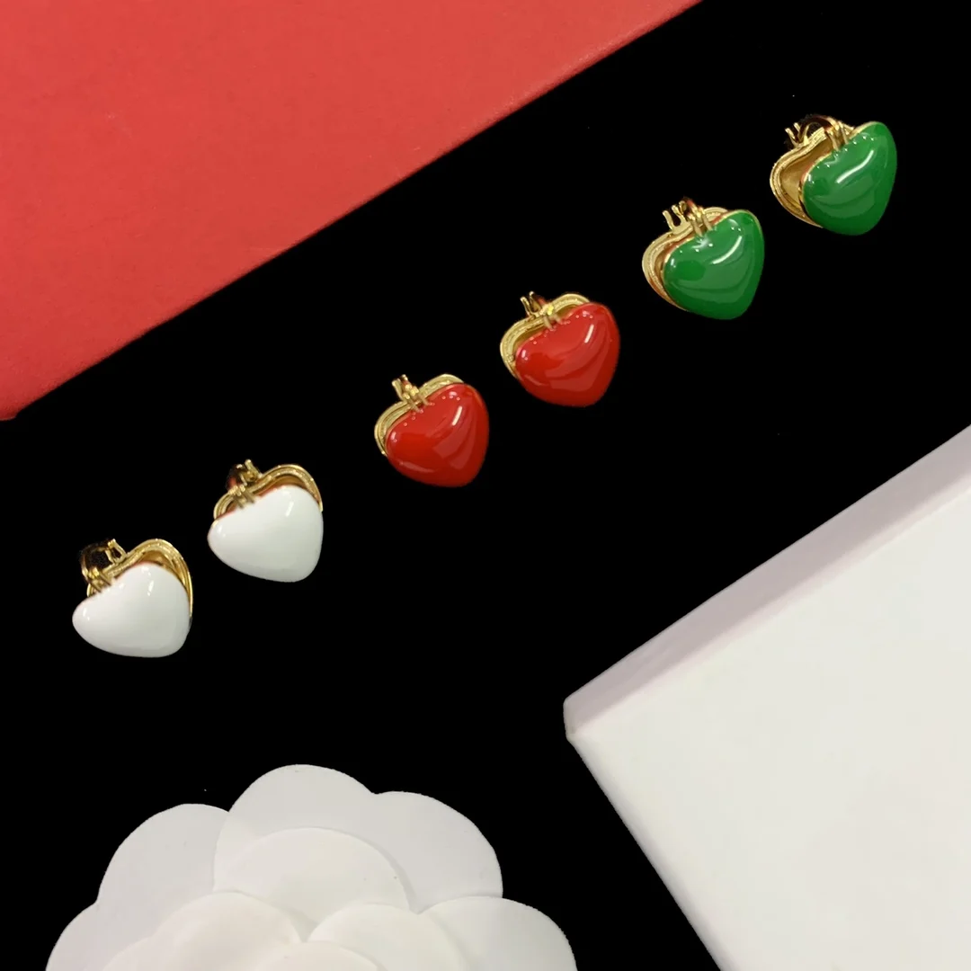 

Luxury Brand Red Heart Shaped Stud Earrings