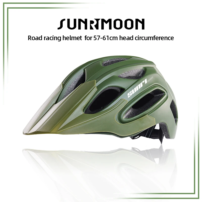 

SUNRIMOON Mtb Bicycle Helmets Lightweight Downhill Bike Helmet with Visor PC+EPS Anti-collision Cycling Helmet with Led Light