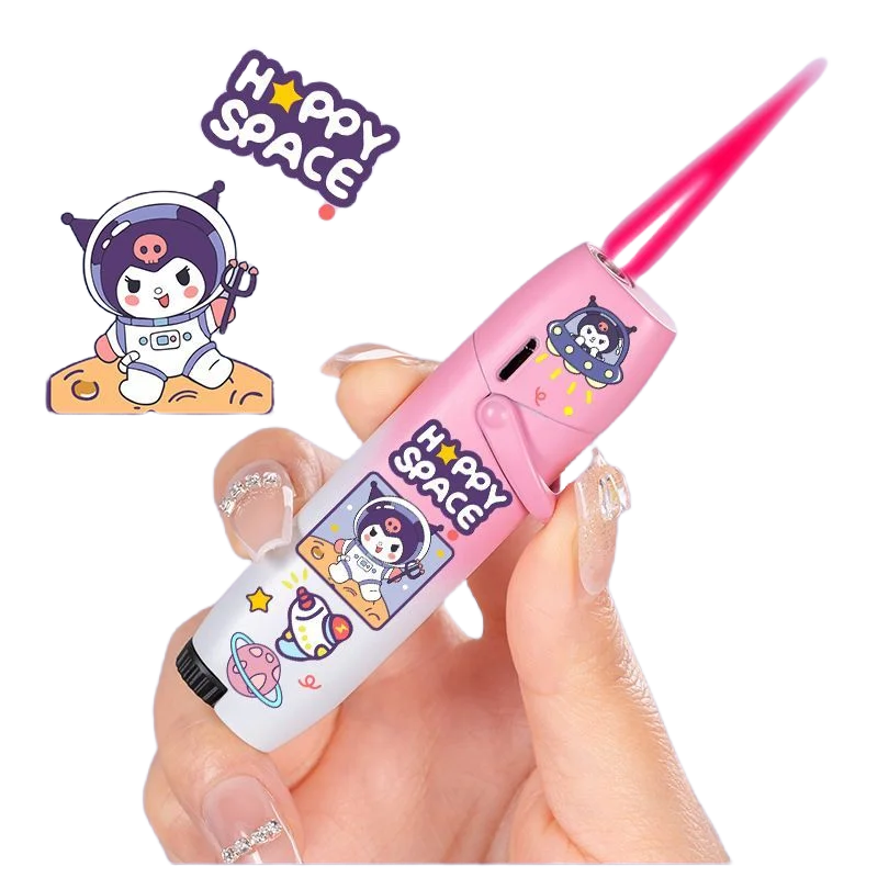 

Sanrio Hello kitty Kawaii Kuromi Pink Flame Inflatable Windproof Lighter Bar Cartoon Cinnamoroll Cigarette Gift for Boyfriend