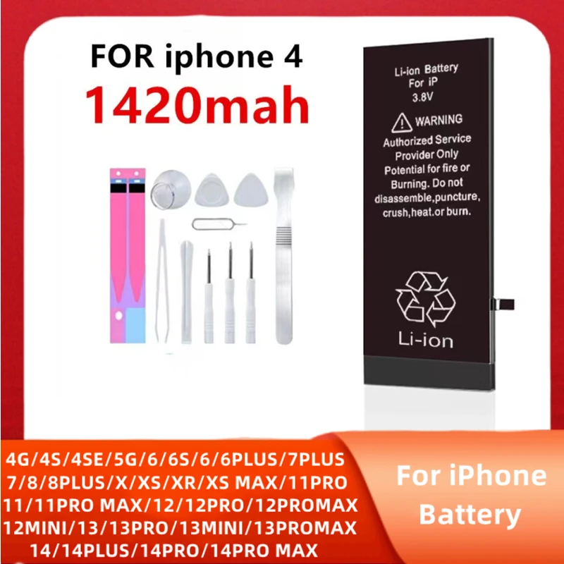 

for iPhone4 4s 5S 5 6S 6 7 8 Plus X SE SE2 XR XS 11 12 1314 Mini Pro Max Orginal IC Battery Replacement Lithium Polymer 0 Cycles