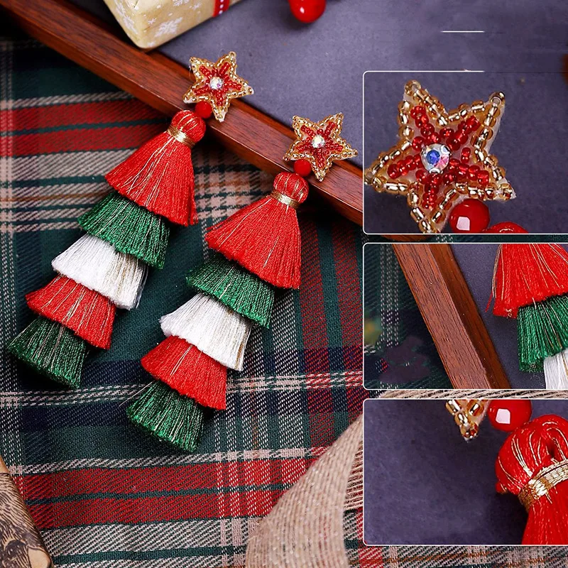 Vedawas Boho Стиль Рождественские Серьги-каффы Ручной Работы Из Бисера Элегантные