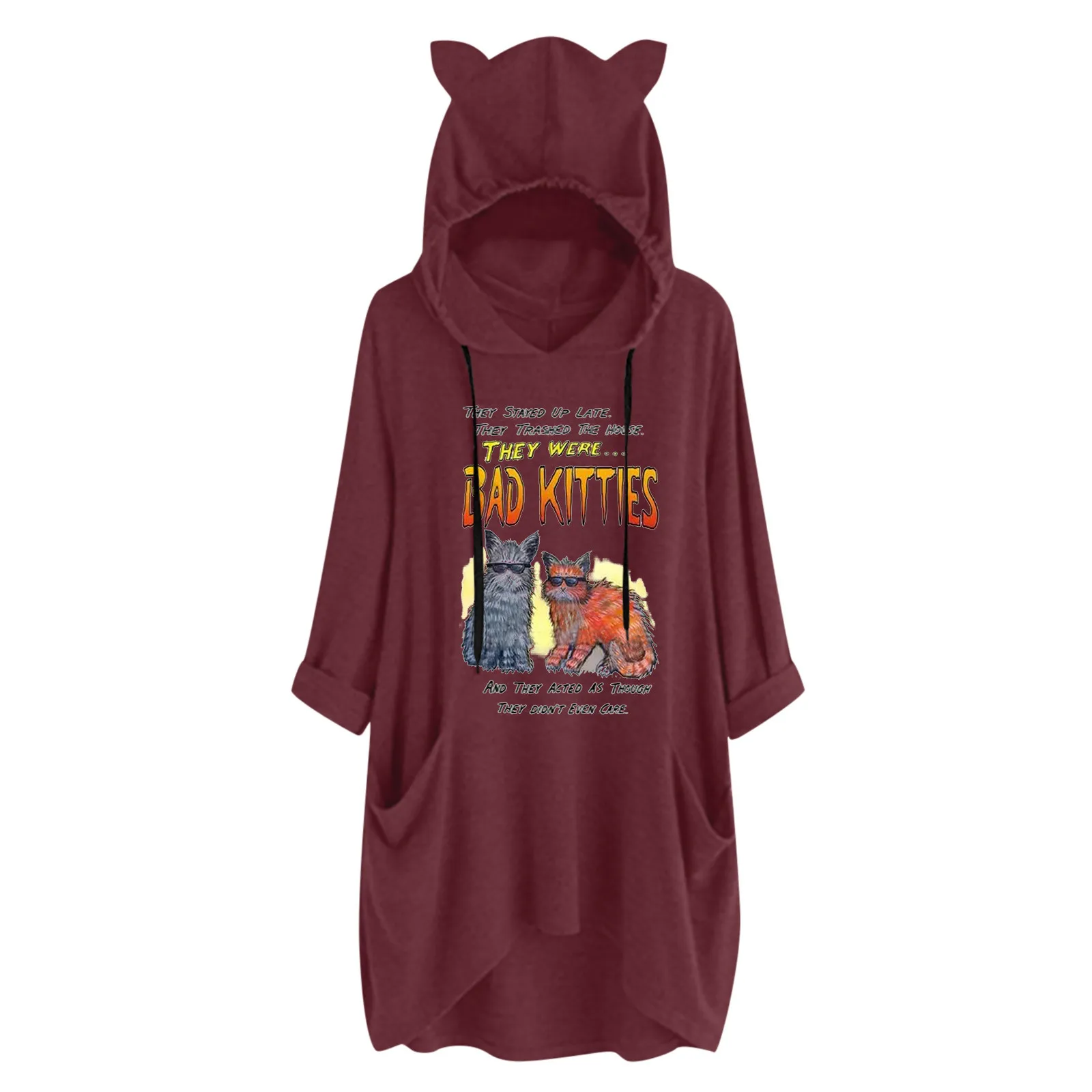 

Snap Hoodie Womens Sweatshirt Drawstring Women Cute Print Drawstring Big Size Long Snap Hoodie Womens Sweatshirt Drawstring
