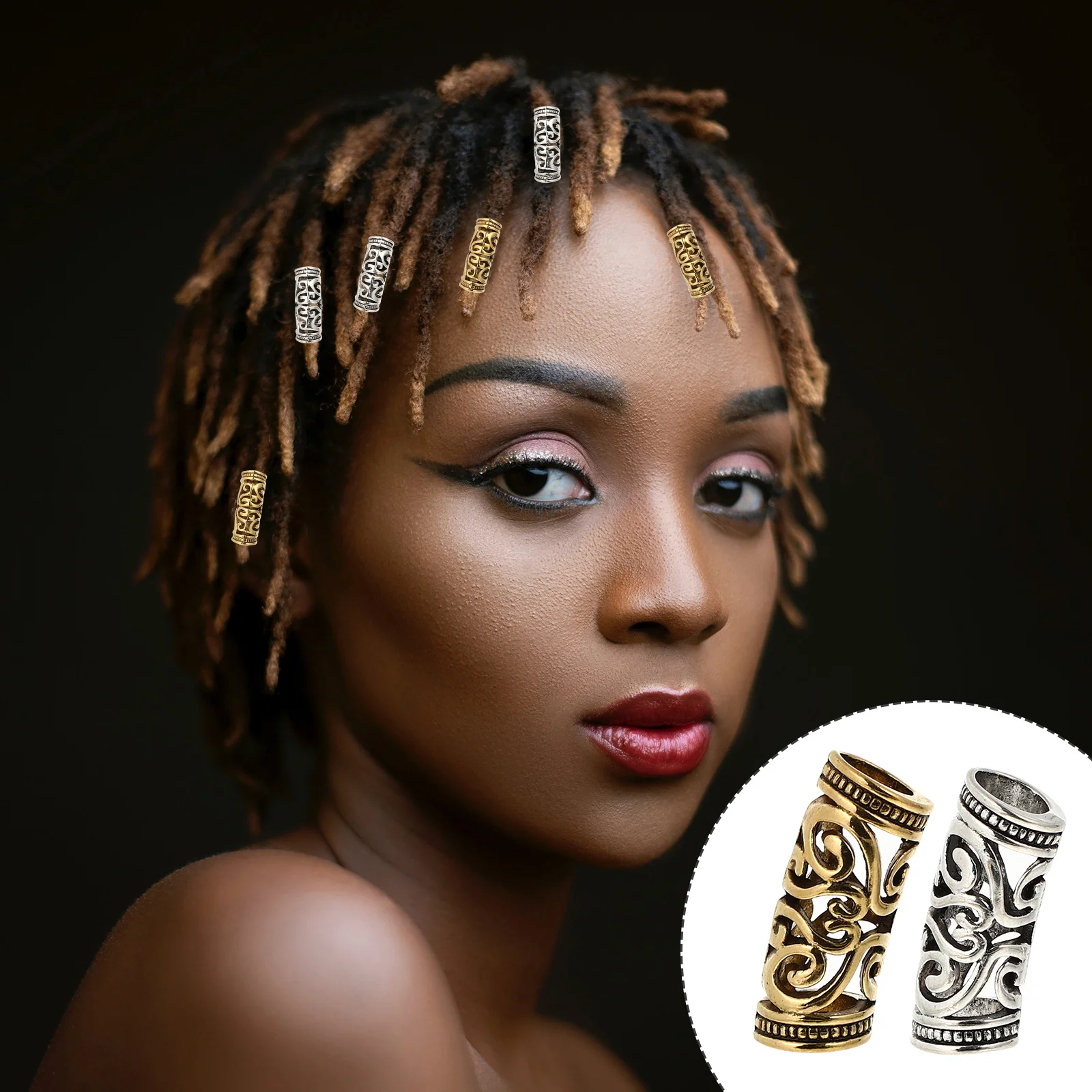 

20 Pcs Dreadlocks Hair Jewels Braids Clips Modeling Cuff Beads Zinc Alloy Cuffs