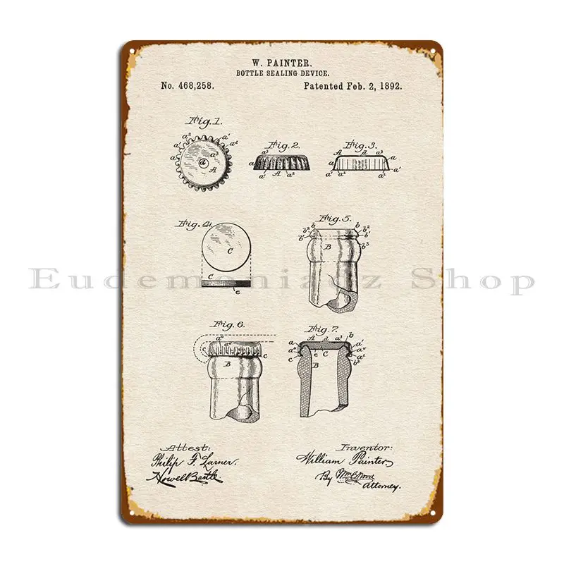 

1892 устройство для герметизации бутылок, металлический знак, Клубная настенная пещера, искусственные таблички для клуба, дизайнерский оловянный знак, плакат