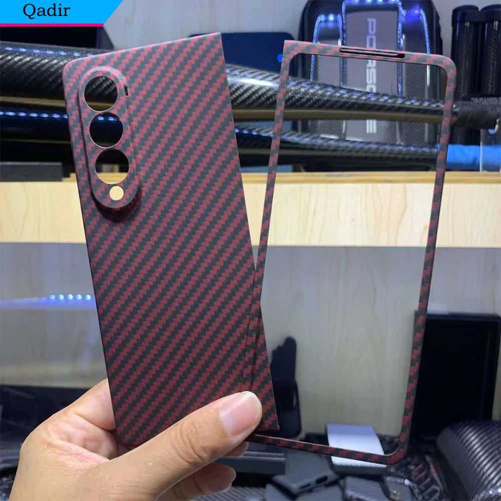 

QADIR Two-color carbon fiber phone case for Samsung Galaxy Z Fold 4/5 version ultra thin Aramid fiber Z Fold 3 full cover