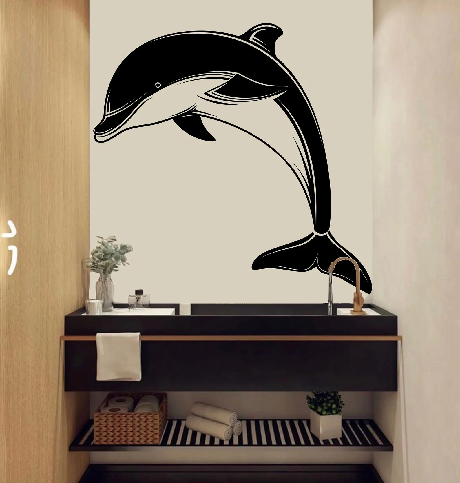 

Dolphin Animal Wall Decal Animal Themed Wall Decor Toilet Art Sticker Home Interior Design Gift Dolphin Vinyl Decal dw21