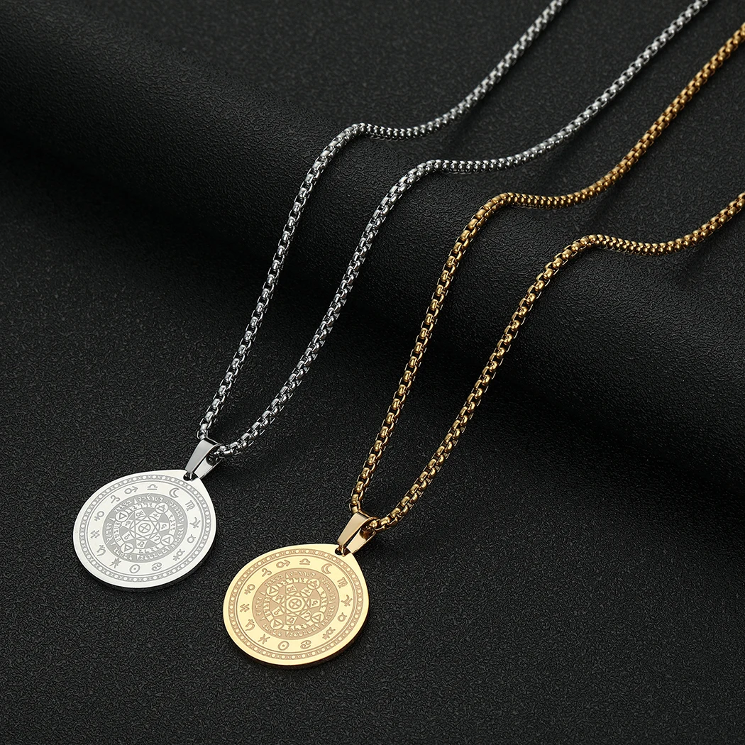 Амулет из нержавеющей стали с септаграммой алхей ожерелье-талисман простое