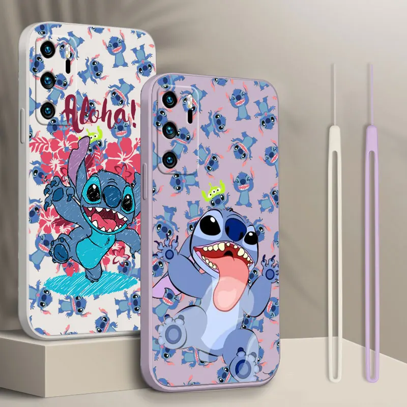 

Cartoon Lilo & Stitch Cute Phone Case For OPPO Find X5 X3 X2 Lite Pro Neo A96 A94 A93 A77 A76 A74 A73 Liquid Rope Cover Silicone