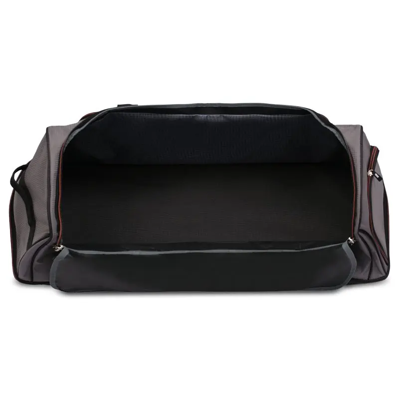 30 In Rolling Drop-Bottom Duffel Bag for Travel, Black and Grey