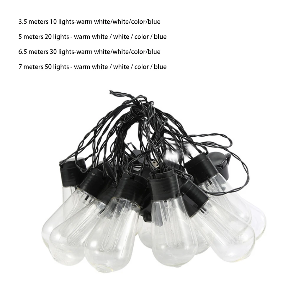 

Waterproof Solar String Light Bulb Indoor Outdoor Courtyard Living Room Strip Lightbulb Holiday Decoration Blue 5m