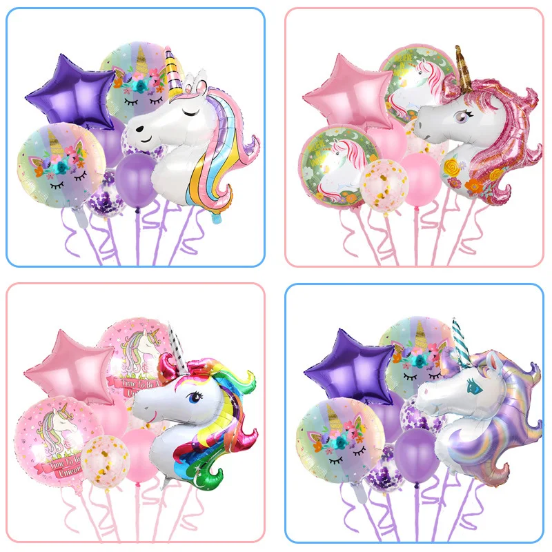 

8 шт. Радужный воздушный шар с единорогом дети Globo Baby Shower конфетти латексные баллоны День рождения свадебные украшения гелиевые воздушные ша...