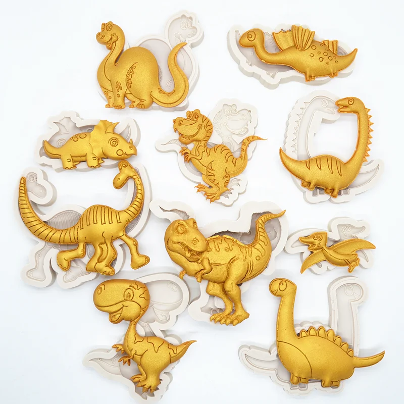 

Various Dinosaurs Shape Silicone Resin Mold DIY Cake Pastry Fondant Moulds Dessert Chocolate Lace Decoration Kitchen Baking Tool