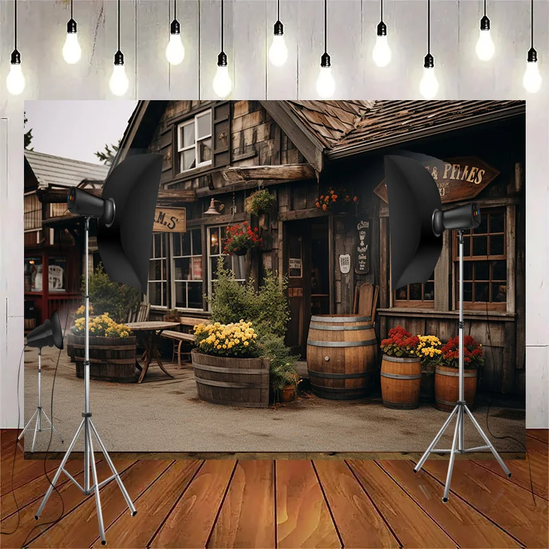 Vintage Old Tavern Barista Coffee Shop Bar Photography Backdrop Warm Medieval Inn Fantasy Retro Photo Studio Background LJG-07