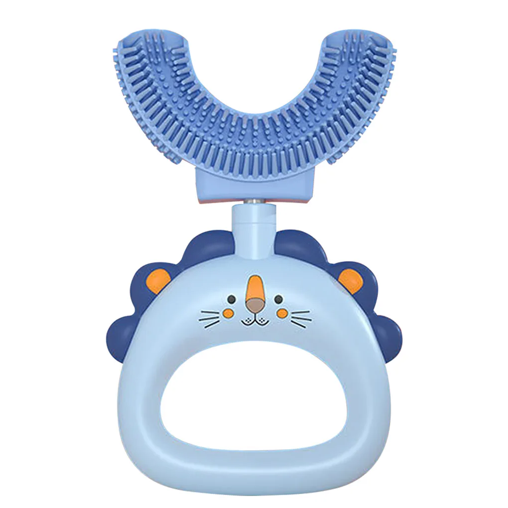 

1/2/3/5 Silicone Handheld U-Shaped Toothbrush 2-6 Years Old Toddlers Training 360-Degree Tooth Brush Full Mouth Cleaning Blue