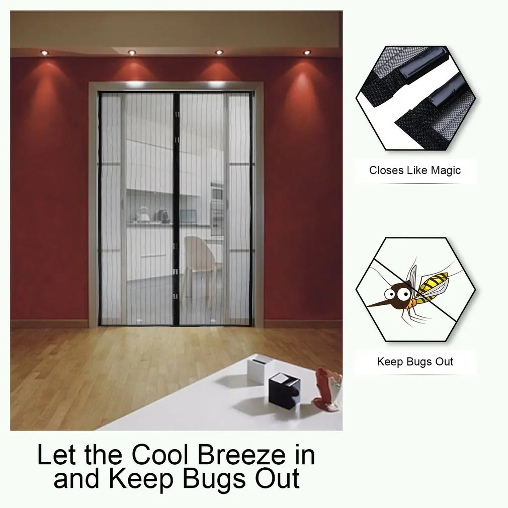 

Summer Anti Mosquito Insect Fly Bug Curtains Net Automatic Closing Door Kitchen Curtains Mosquito Polyester Fiber Screen Door