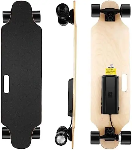 

Skateboard with Remote, 350W Brushless Motor, 20 MPH Max Speed, 10 Miles Max Range, Longboard for Adults Teens