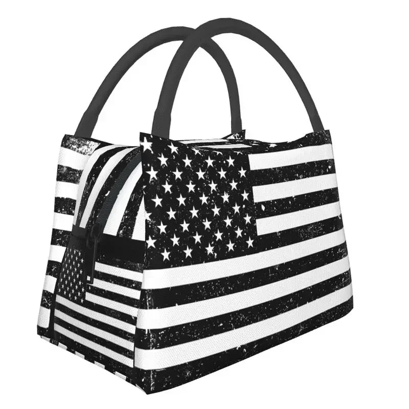 

Grunge American Flag Insulated Lunch Tote Bag for Women United States USA Stars Stripe Resuable Thermal Cooler Food Lunch Box