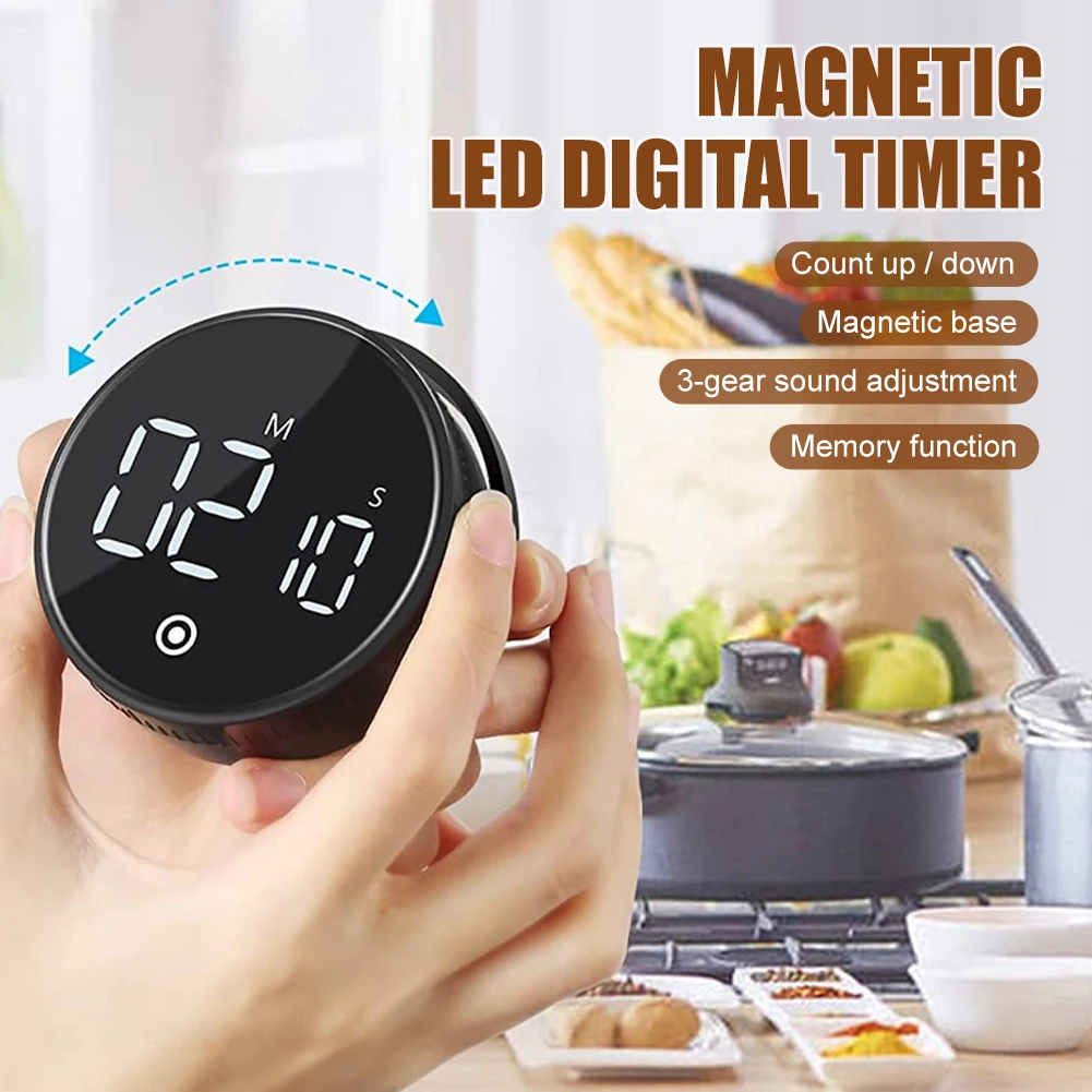 

Магнитный светодиодный цифровой таймер для кухни, кухонный прибор с автоматической регулировкой, с обратным отсчетом и будильником