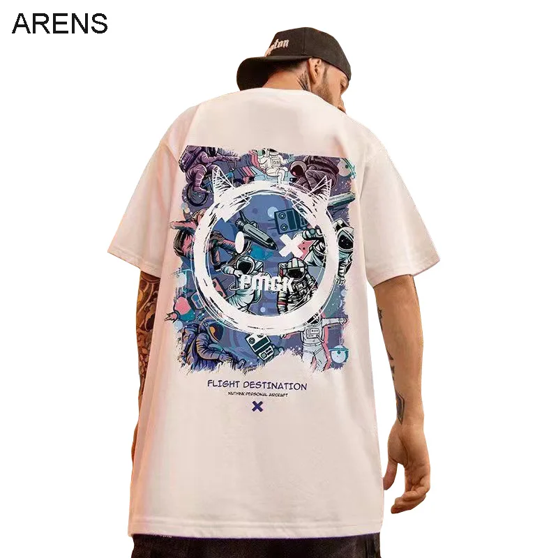 

ARENS 2022 модная футболка в стиле Хай-стрит свободная трендовая одежда в стиле Харадзюку повседневные мужские футболки хип-хоп с принтом дьяво...