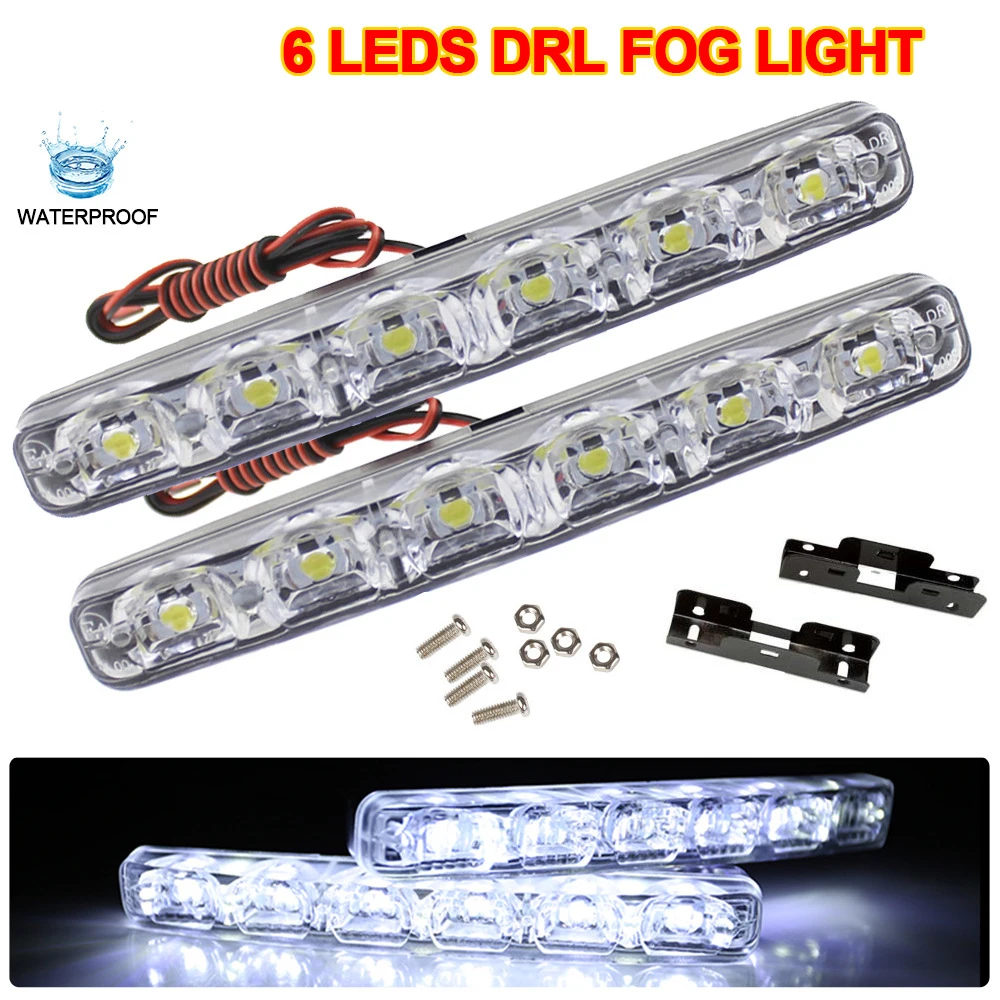 

1Pair Car Auto Daytime Running Light Daylight Car Day Lamp DRL 6 LED Bulbs 12V Waterproof Lights Fog Light 6000K Car-styling