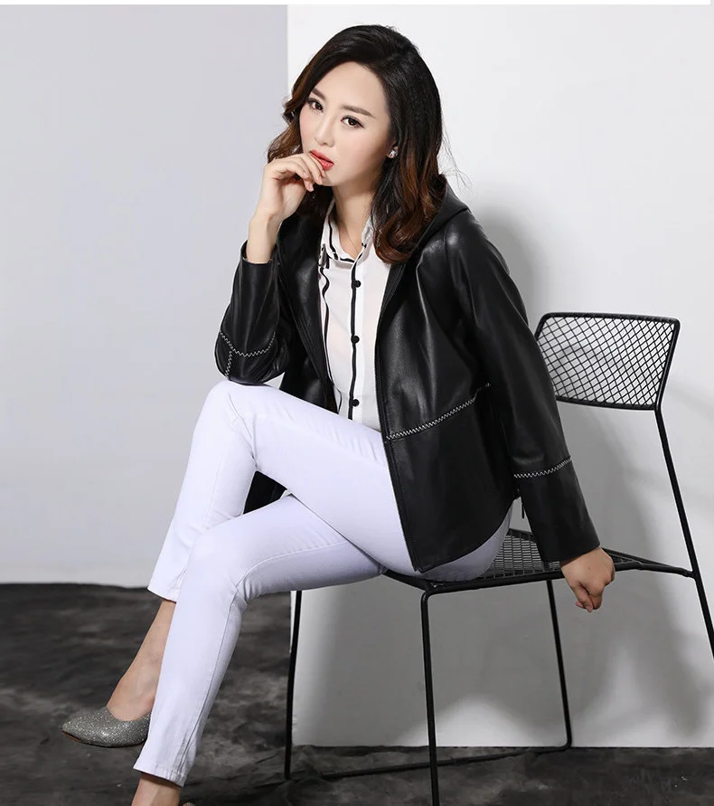 

Spring Autumn Jacket Women 100% Real Leather Jacket Sheepskin Coat Famale Moto Coats Biker clothes Ladies Clothes WQT172 2023