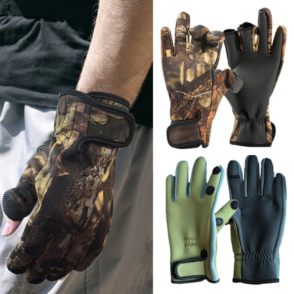 1 пара уличных двусторонних перчаток для рыбалки с тремя пальцами мужские и