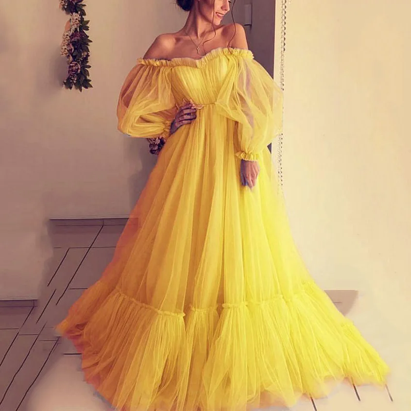 

Dresses Women One-shoulder Mesh Long Wedding Long Skirt with Big Swing Dress Sexy Vintage Fashion Clothes for Women Clothes