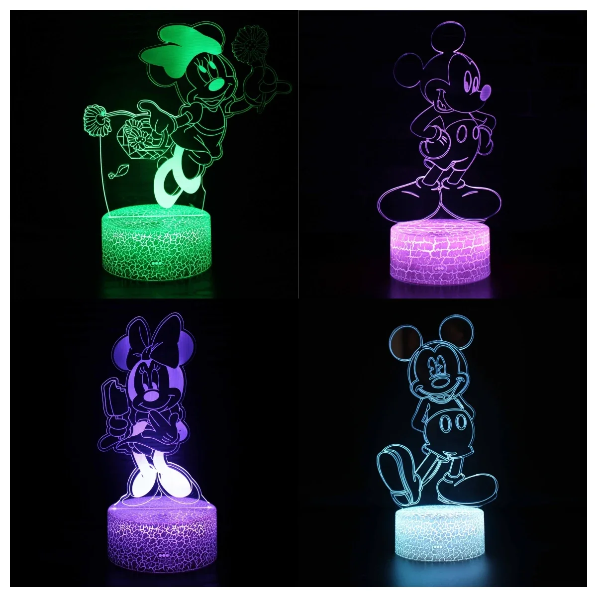 

Мультипликационный персонаж Диснея, Микки и Минни, 3D ночник, украшение для спальни, светодиодный фонарик, Рождественское украшение, необычное освещение
