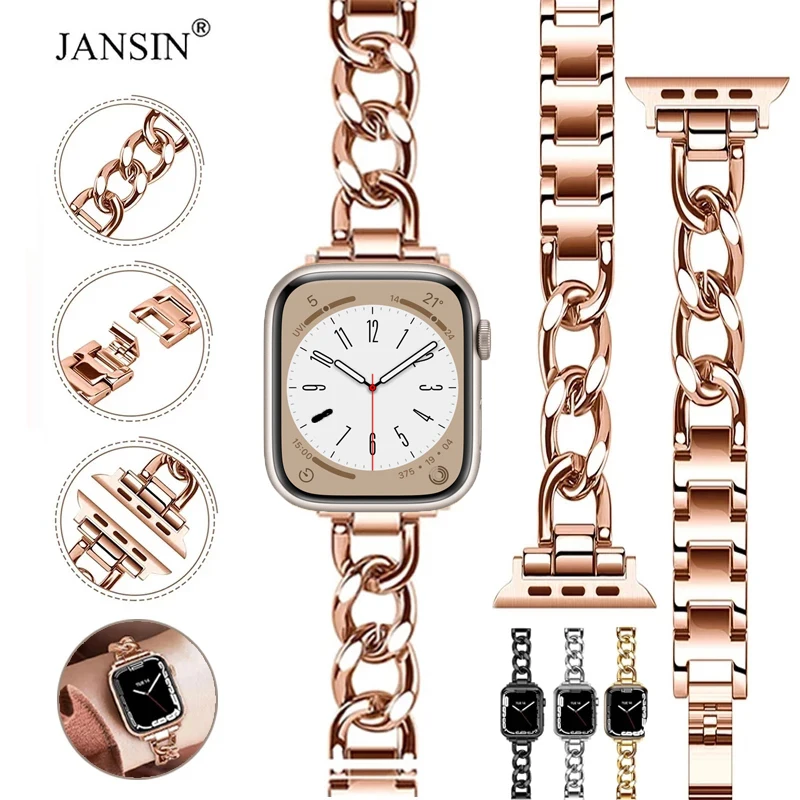 

Браслет-цепочка для Apple Watch Ultra 2 Band 49 мм, металлический браслет из нержавеющей стали для iWatch 9 8 7 41 мм 45 мм 42 мм 44 мм 38 40 мм