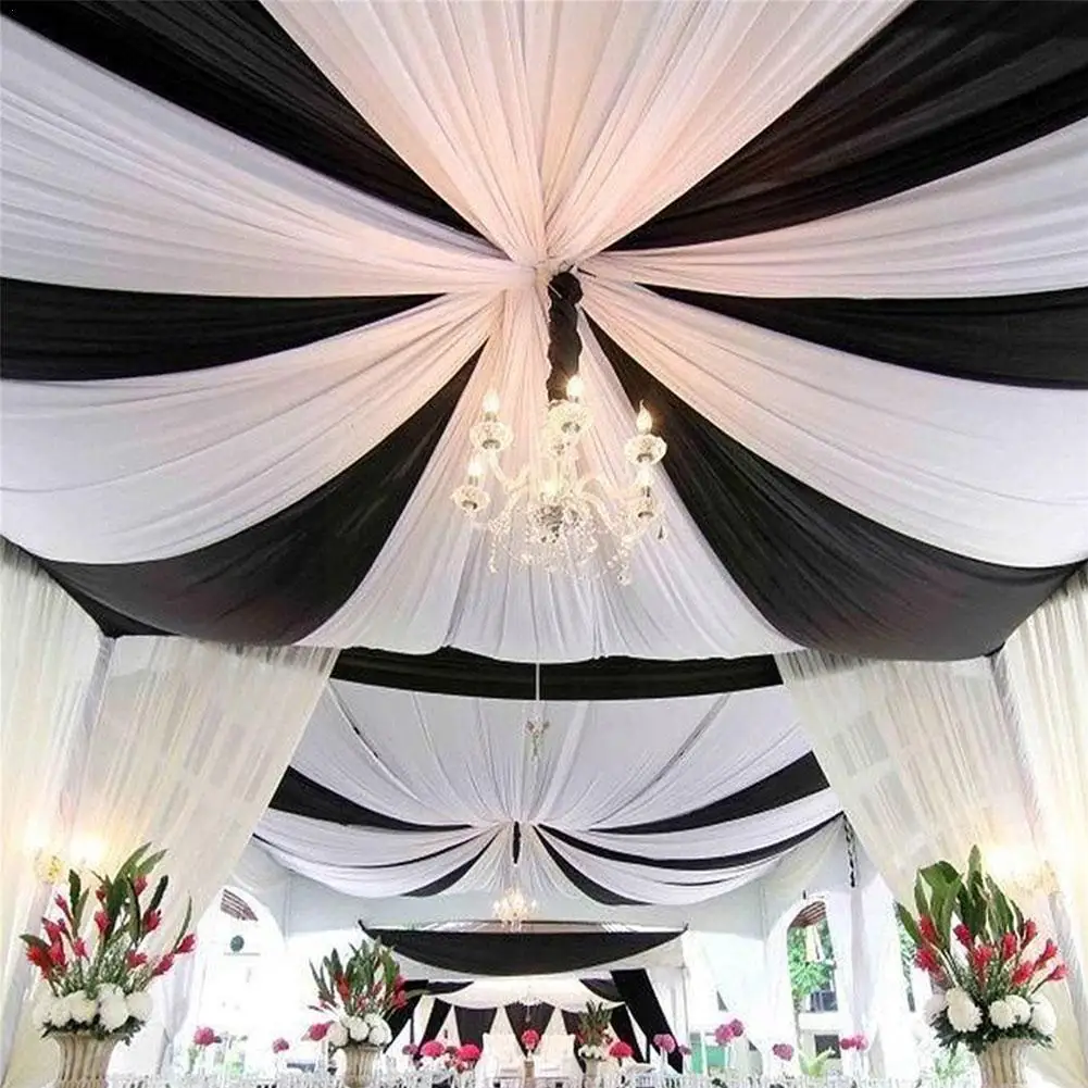 

1.5*3/6m Wedding Decor Chiffon Tulle Roll Crystal Organza Sheer Fabric For Birthday Party Backdrop Wedding Chair Sashe Deco E4C1