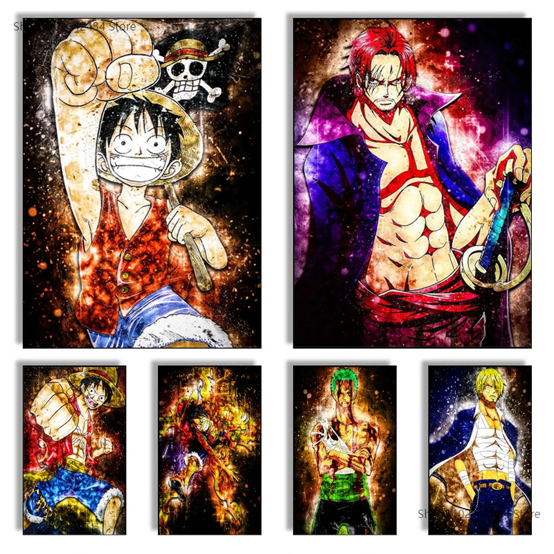 

Japanese Anime Canvas Paintings Luffy Sauron Wall Art Nordic Posters and Prints Picture Children's Room Living Kids Room Decor