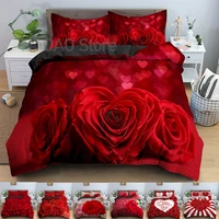 3d rose flower bedding set 3d print duvet cover quilt cover with zipper queen double comforter sets valentine christmas gifts
