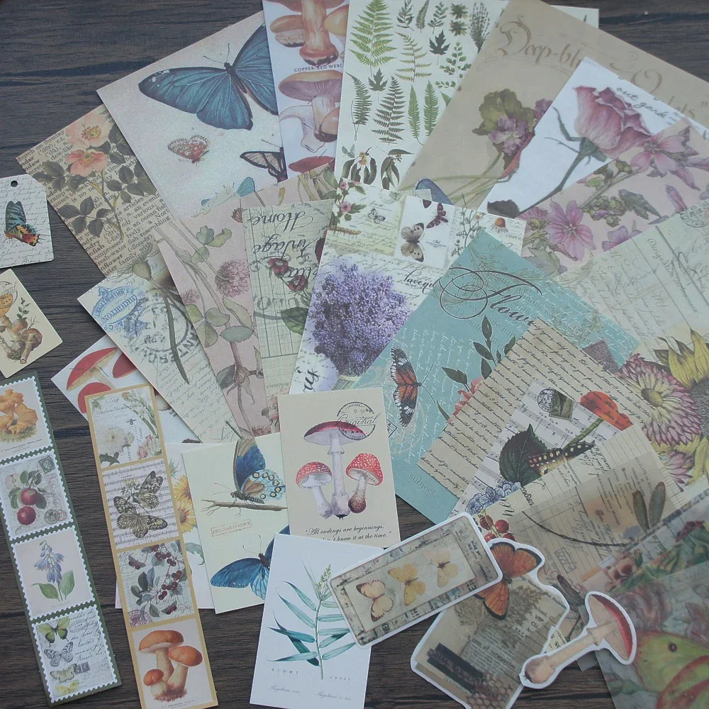 56 шт. DIY Ручная роспись цветок сказка бабочка тема фон крафт бумага набор бирок