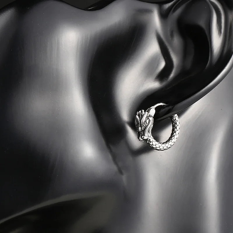 Серьги-кольца с драконом и черепом для мужчин женщин кольца из нержавеющей стали
