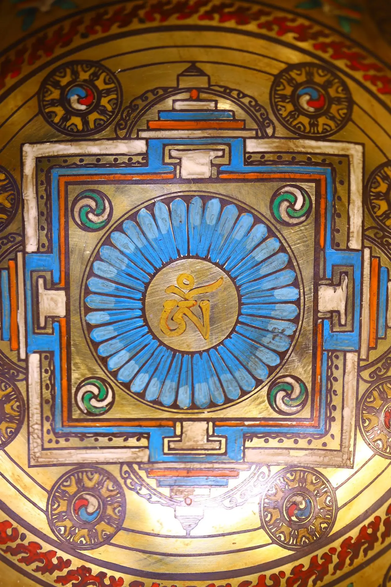 11-дюймовая коллекция тибетского храма старая бронза окрашенная шесть слов