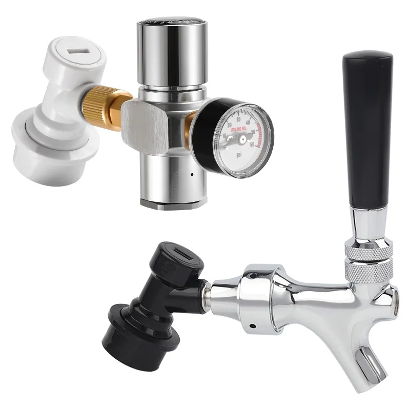 

Homebrew C02 Charger Kit with Ball Lock Quick Disconnect Assembly Brewing Chrome Beer Faucet Taps For Home Brew Beer Dispenser