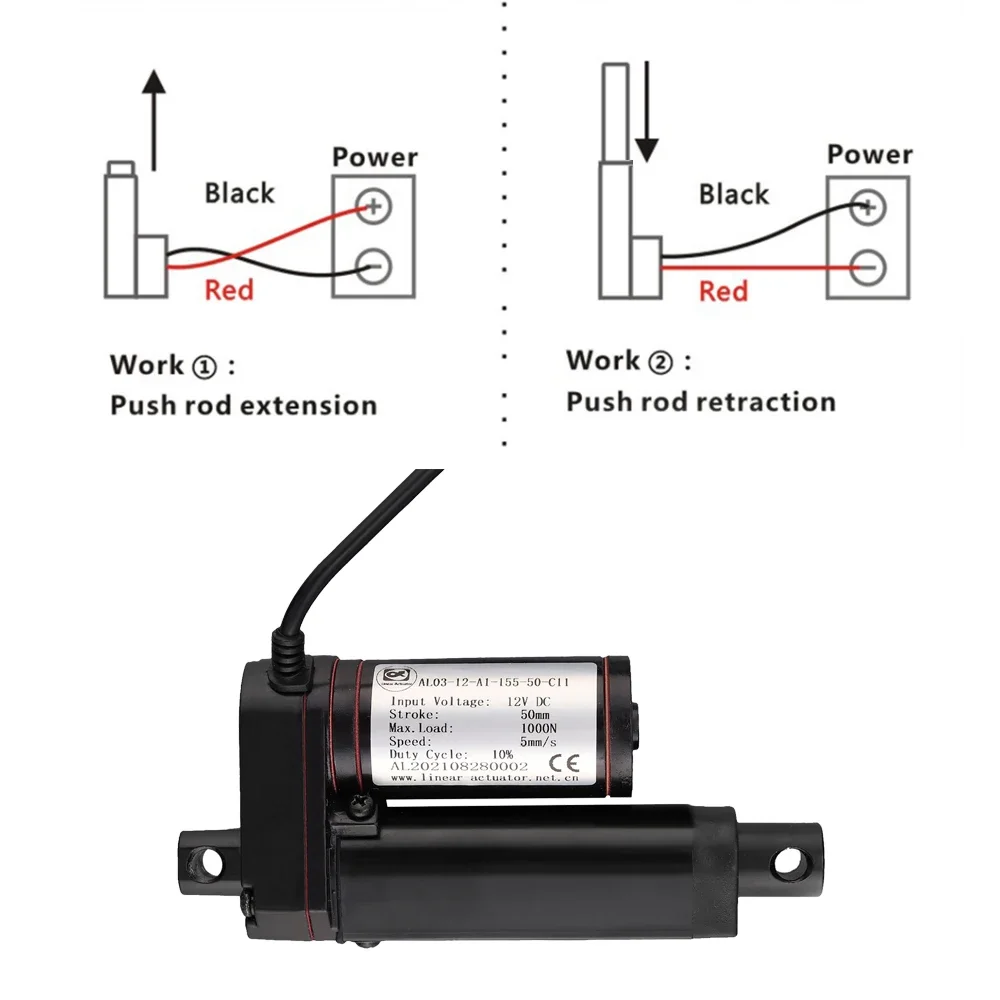 Электрический линейный привод двигатель ход движущегося расстояния 100 Н 5 мм/с 50