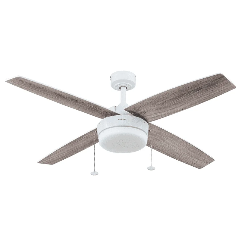

White Ceiling Fan with 4 Blades, Integrated LED Light Kit, Pull Chains & Reverse Airflow