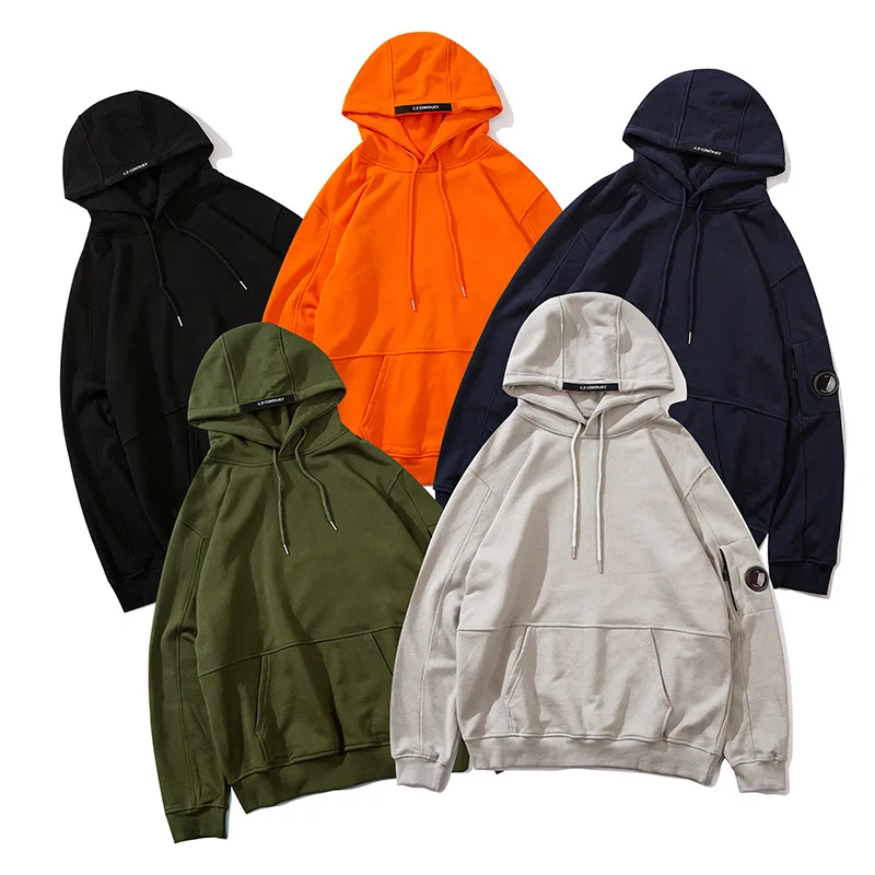 

2020 Autumn and Winter New Side Zipper Lens Terry Fabric Hooded Pullover Lining Coat