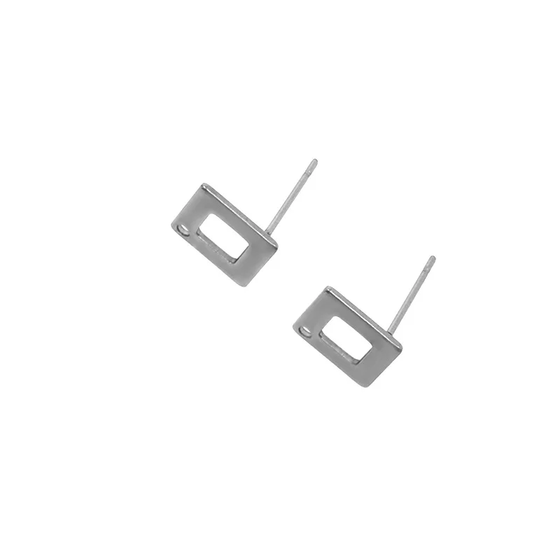 20Pcs Stainless Steel Square Stud Earrings With Holes Blank Base Tray Fit 10mm Jewelry  Making Earring Accessories Wholesale