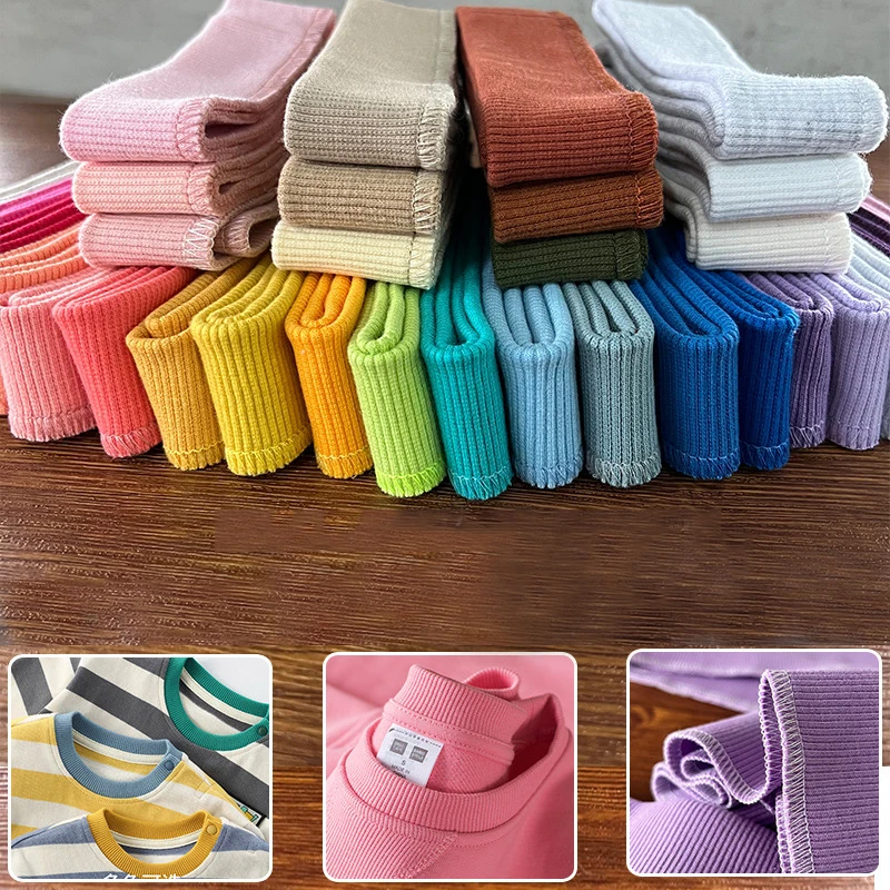 1Pc Pure Color Rib Cotton Knitted Elastic Sweater Collar Fabric Cuffs Trousers Elasticated Edges Garment Accessories - купить по
