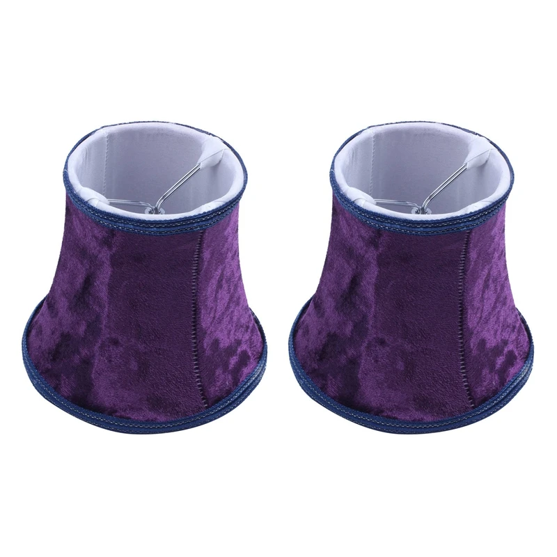 

2X Fabric Clip On Lamp Shade, E14 Handmade Lampshade For Modern European Style Wall Sconce Lamp, (Dark Purple)