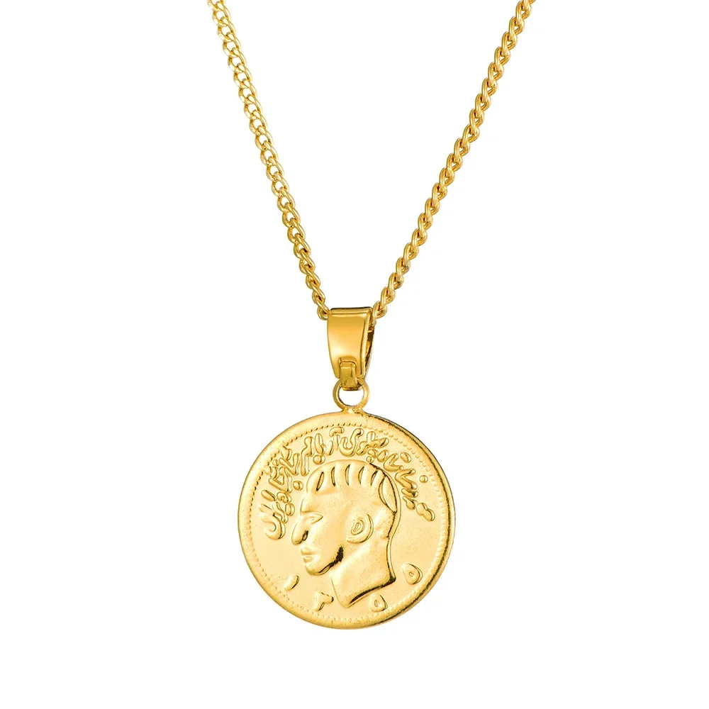 Модное корейское стильное ожерелье с подвеской в виде золотой монеты стиле